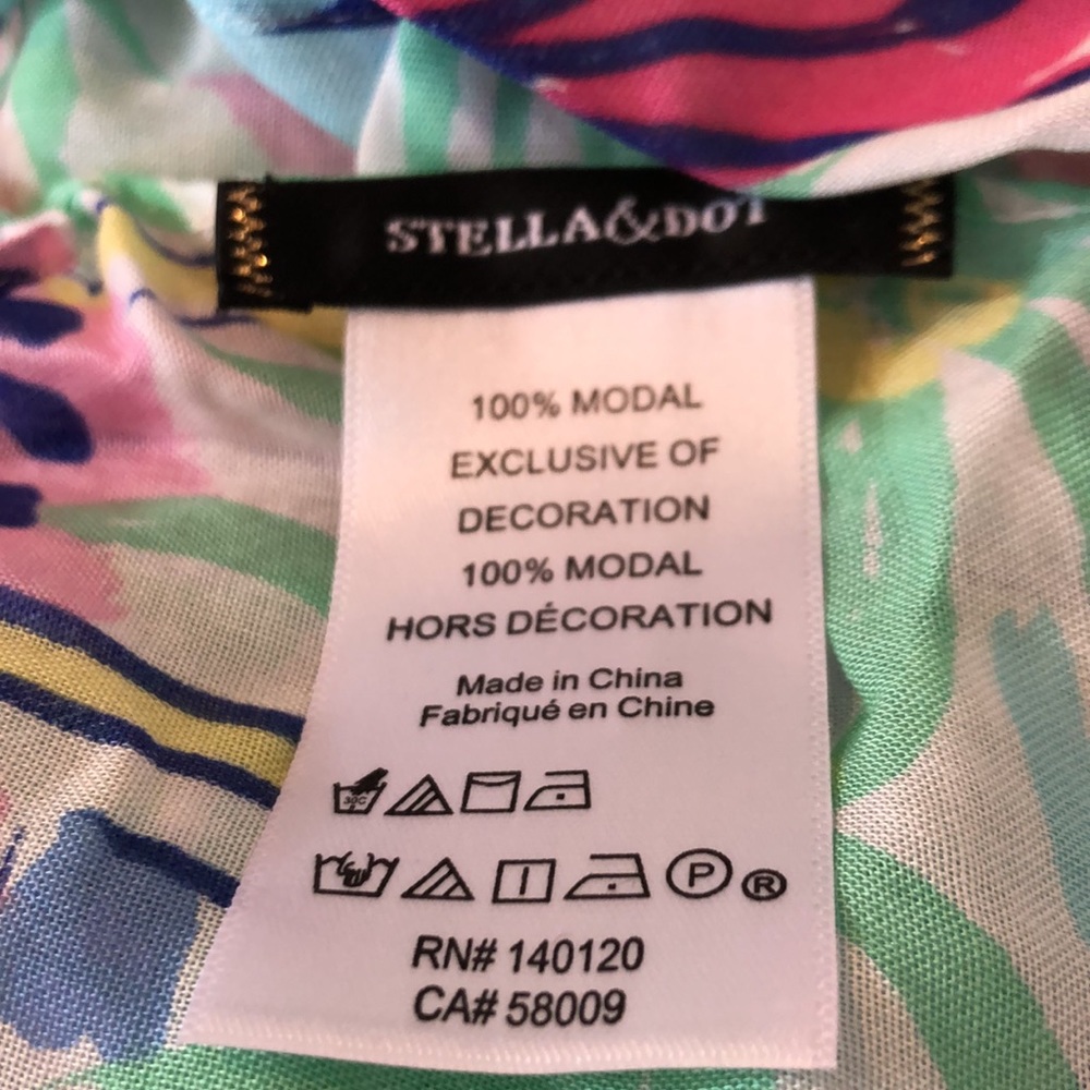 Stella & Dot Palm city scarf Pastel colors cotton large wrap cover up swim - Picture 5 of 10